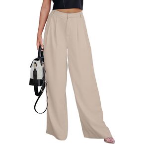 Dokotoo Women's Wide Leg Pants Work Business Casual Loose High Waisted Dress Palazzo Flowy Trousers Gray in Saudi Arabia