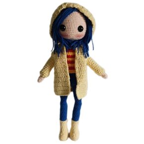 Handmade Coraline Doll - Amigurumi Coraline Figure - Unique Collectible Crochet Toy - Perfect Gift for Fans - Soft and Customizable Coraline Plush