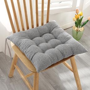 Dining Chair Cushion, Kitchen Chair with tie Cushion, Breathable Cotton Linen, Garden Office Chair Filled with Pearl Cotton (Orange,6 Pack)