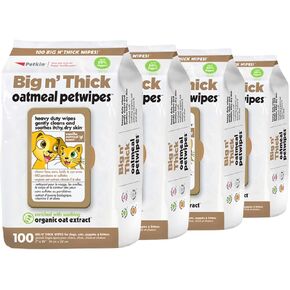 Petkin Pet Wipes for Dogs and Cats, Oatmeal, 100 Wipes (Large) for Dogs and Cats - Soothes Itchy Dry Skin and Cleans Ears, Face, Butt, Body and Eye Area - Idea for Home and Travel in Kuwait