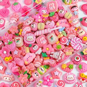 120Pcs Candy Slime Charms Assorted Cute Decoden Embellishments, Kawaii Slime Accessories,Bulk Lollipop Bow Rainbow Flatback Resin Charm for Phone Junk Cases,Scrapbooking Crafting & DIY Decoration