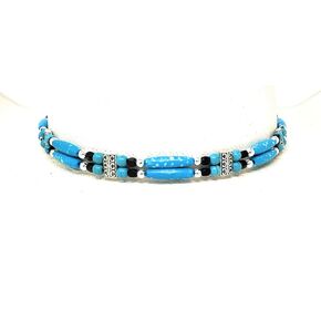 Western Cowboy Hat Band with Turquoise Bone Hairpipe Beads
