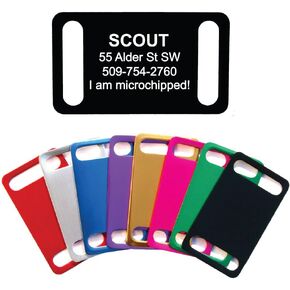GoTags Slide-on Dog Tags, Silent Collar Tags for Dog and Cat Collars, Custom Engraved and Personalized with up to 4 Lines of Text, No Noise, Quiet Dog Tags in Kuwait