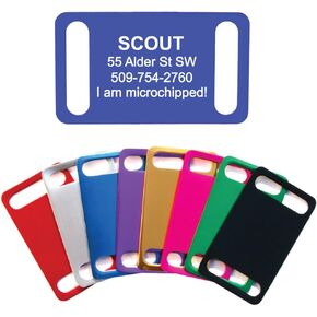 GoTags Slide-on Dog Tags, Silent Collar Tags for Dog and Cat Collars, Custom Engraved and Personalized with up to 4 Lines of Text, No Noise, Quiet Dog Tags
