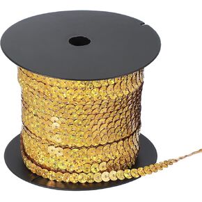 uxcell 100 Yard Flat Sequin Strip, 6mm Paillette Sequins String Ribbon Roll Spangle Flat Sequin Strip for Crafts Embellishments Sewing Costume Accessories, Laser Dark Green