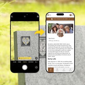 Personalized QR Code Memorial Plaque for Cemetery Headstone - رابط قابل للعلاج على صفحة الويب التذكارية عبر الإنترنت ، وجمع الصور والرسائل والذكريات - هدية مخصصة لخسارة أحد أفراد أسرتها