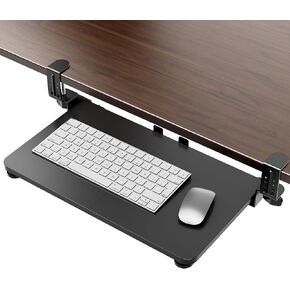 Small Keyboard Tray Under Desk, Pull Out Keyboard & Mouse Tray with Adjustable C-clamp, 20(25.9 Including Clamps) x 11.8 Inch Slide Out Computer Keyboard Drawer Mouse Tray for Typing, Black