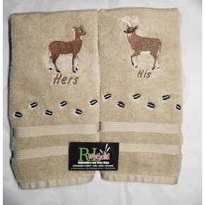 Custom Deer His & Hers Plush Hand Towel Set