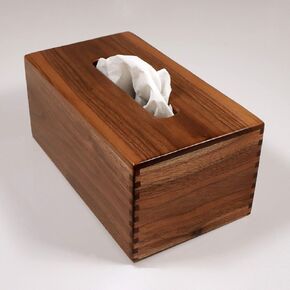 Custom Handmade Tissue Box Cover Holder – Solid Texas Black Walnut – Box Jointed Sides – Rectangle Style