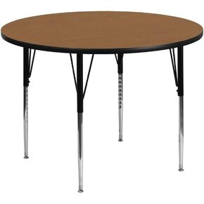 Flash Furniture Wren 48'' Round Oak Thermal Laminate Activity Table - Standard Height Adjustable Legs