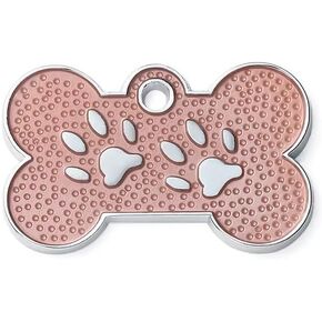 Personalized Dog/Cat Cute Paw Pet ID Tag with Unique Laser Engraving Name and Phone Number for Pet Collar or Key Chain (Pink)