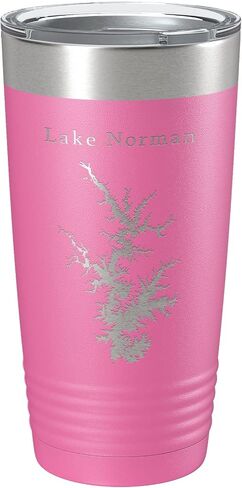 Lake Norman Map Tumbler Travel Mug Laser Fected Cuper Cuper Cuper North Carolina 20 Oz Pink in Kuwait