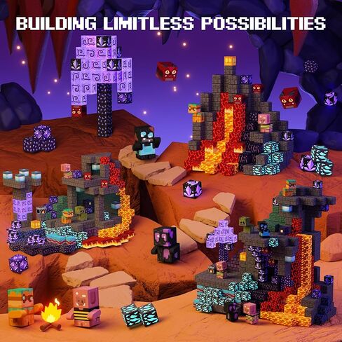 Gobidex 100pcs لبنات البناء المغناطيسية بناء Magwonder Cave World مع ألعاب البناء المغناطيس هدية حسية للبنين الفتيات الفتيات in Kuwait