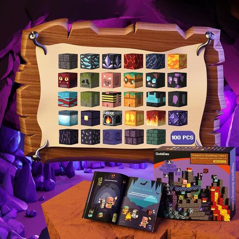 Gobidex 100pcs لبنات البناء المغناطيسية بناء Magwonder Cave World مع ألعاب البناء المغناطيس هدية حسية للبنين الفتيات الفتيات in Kuwait