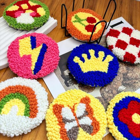 مجموعة أدوات Punch Needle للمبتدئين البالغين Easy Needle Punch Punch Termbroidery Set بما في ذلك Threader تعليمات Fabric Hoop Yarn Coaster Making Making Supplies ، مجموعة من 8 80s Art Crafts Gifts in Kuwait
