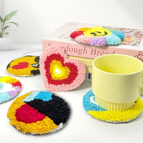 مجموعة أدوات Punch Needle للمبتدئين البالغين Easy Needle Punch Punch Termbroidery Set بما في ذلك Threader تعليمات Fabric Hoop Yarn Coaster Making Making Supplies ، مجموعة من 8 80s Art Crafts Gifts in Kuwait
