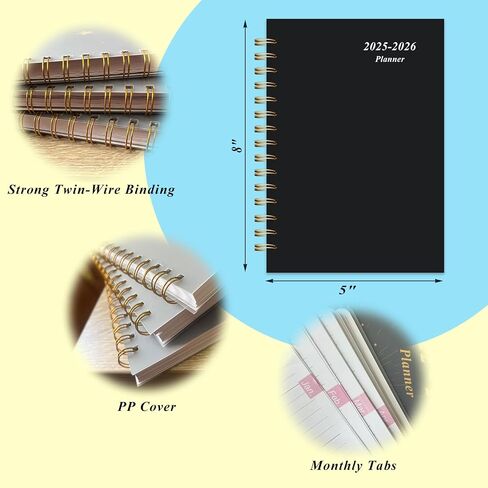 2026 Weekly and Monthly Planner, From January 2026 to December 2026, 5.5" x 8.5" Daily Planner for Productivity, Goal Setting & Time Management, Organizer for Work & School - Black Hard Cover in Saudi Arabia