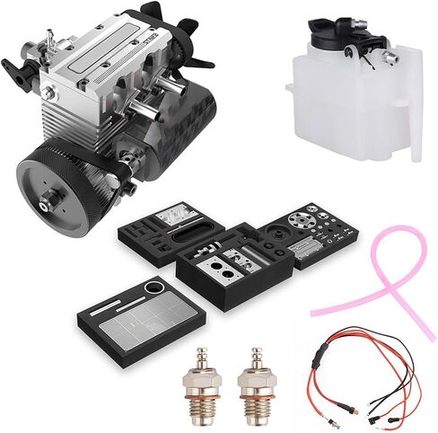 Engine Model Kit ST-NF2 7.0cc Mini Inline Double-Cylinder Four-Stroke Air-Cooled Engine Model DIY Assembly SEMTO Engine Model Kit for Adults to Build 11.2 x 9 x 9.2cm (Silver) in Saudi Arabia