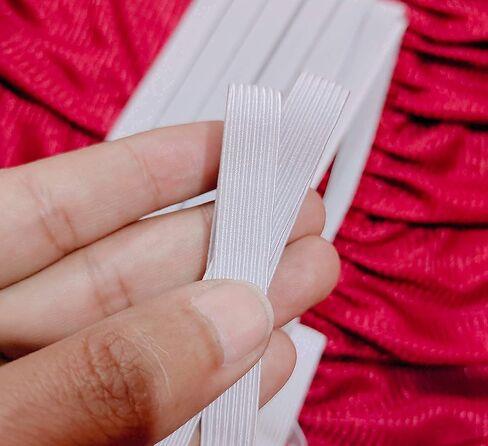 Noshad® White, 10mm - 3/8" 1cm Flat Elastic Band Cord for Sewing Knicker, Scrunchies, Skirt, Dressmaking, Haberdashery, Clothing, DIY Arts and Crafts Accessory, Material, Supplies (10Meter - 11Yard) in Kuwait