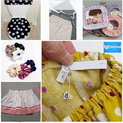 Noshad® White, 10mm - 3/8" 1cm Flat Elastic Band Cord for Sewing Knicker, Scrunchies, Skirt, Dressmaking, Haberdashery, Clothing, DIY Arts and Crafts Accessory, Material, Supplies (10Meter - 11Yard) in Kuwait