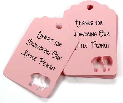 Thank Your for Showering Our Little Peanut Baby Shower Favor Tags with Elephant Cut Out, Set of 12 (Blue) in Kuwait
