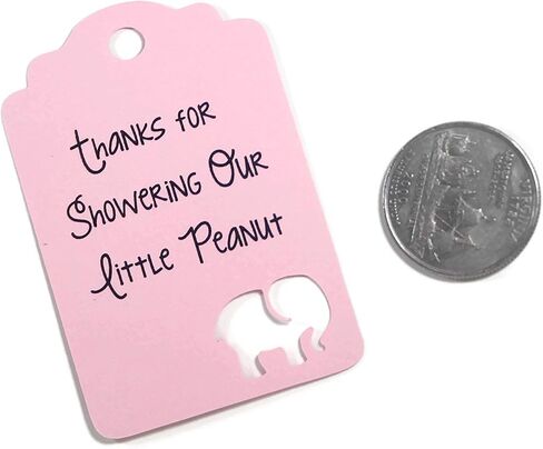 Thank Your for Showering Our Little Peanut Baby Shower Favor Tags with Elephant Cut Out, Set of 12 (Blue) in Kuwait