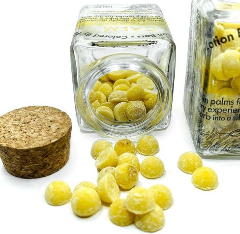 Calendula & Turmeric- Organic.Calm Butter Bits lotion bars-for dry hands in to-go sustainable packaging. Vegan- Organic- No Beeswax- ingredients clean enough to eat! (Medium - 100 Bits in Jar) in Kuwait