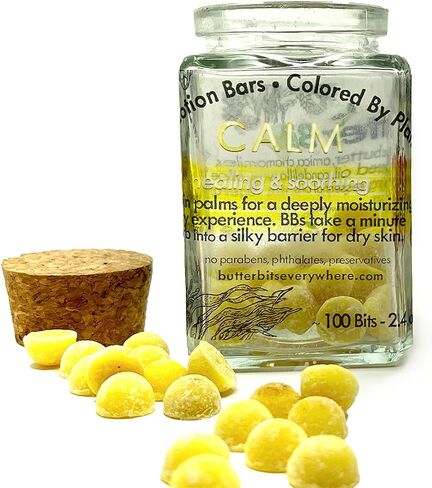 Calendula & Turmeric- Organic.Calm Butter Bits lotion bars-for dry hands in to-go sustainable packaging. Vegan- Organic- No Beeswax- ingredients clean enough to eat! (Medium - 100 Bits in Jar) in Kuwait