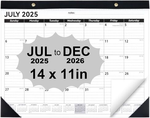 Desk Calendar 2025-2026, 14" X 11" Desktop Calendar 2025-2026, 18 Months Calander Runs from Jul. 2025 to Dec. 2026, Academic Monthly Planner for Home School Office (White and Black) in Saudi Arabia