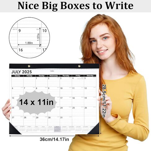 Desk Calendar 2025-2026, 14" X 11" Desktop Calendar 2025-2026, 18 Months Calander Runs from Jul. 2025 to Dec. 2026, Academic Monthly Planner for Home School Office (White and Black) in Saudi Arabia