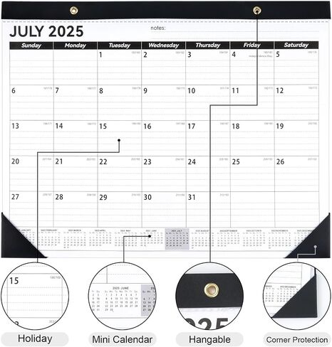 Desk Calendar 2025-2026, 14" X 11" Desktop Calendar 2025-2026, 18 Months Calander Runs from Jul. 2025 to Dec. 2026, Academic Monthly Planner for Home School Office (White and Black) in Saudi Arabia
