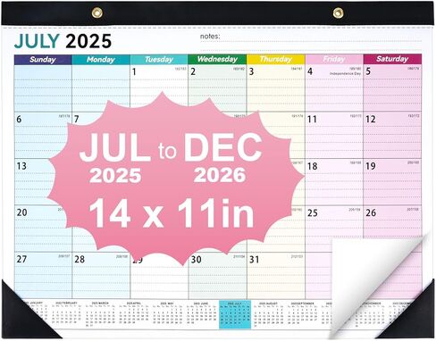 Desk Calendar 2025-2026, 14" X 11" Desktop Calendar 2025-2026, 18 Months Calander Runs from Jul. 2025 to Dec. 2026, Academic Monthly Planner for Home School Office (White and Black) in Kuwait