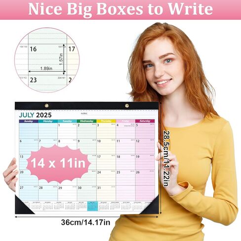 Desk Calendar 2025-2026, 14" X 11" Desktop Calendar 2025-2026, 18 Months Calander Runs from Jul. 2025 to Dec. 2026, Academic Monthly Planner for Home School Office (White and Black) in Kuwait