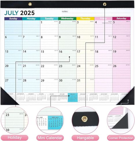 Desk Calendar 2025-2026, 14" X 11" Desktop Calendar 2025-2026, 18 Months Calander Runs from Jul. 2025 to Dec. 2026, Academic Monthly Planner for Home School Office (White and Black) in Kuwait
