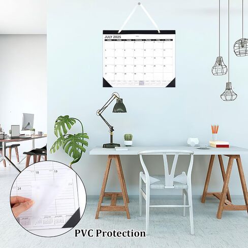 Desk Calendar 2025-2026, 14" X 11" Desktop Calendar 2025-2026, 18 Months Calander Runs from Jul. 2025 to Dec. 2026, Academic Monthly Planner for Home School Office (White and Black) in Saudi Arabia