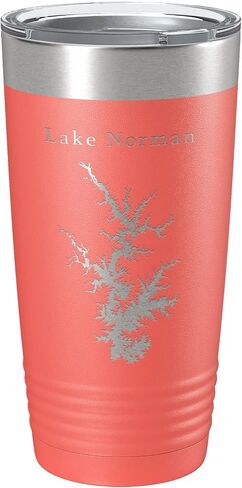 Lake Norman Map Tumbler Travel Mug Laser Fected Cuper Cuper Cuper North Carolina 20 Oz Pink in Kuwait