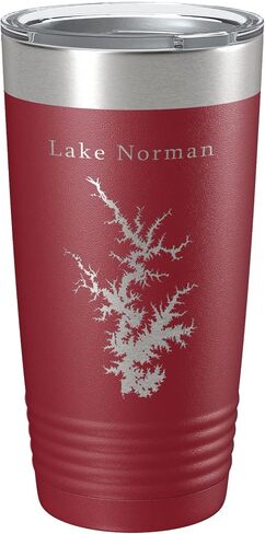 Lake Norman Map Tumbler Travel Mug Laser Fected Cuper Cuper Cuper North Carolina 20 Oz Pink in Kuwait