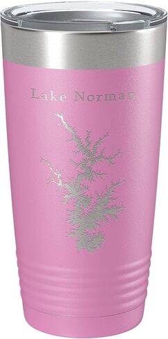Lake Norman Map Tumbler Travel Mug Laser Fected Cuper Cuper Cuper North Carolina 20 Oz Pink in Kuwait