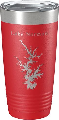Lake Norman Map Tumbler Travel Mug Laser Fected Cuper Cuper Cuper North Carolina 20 Oz Pink in Kuwait