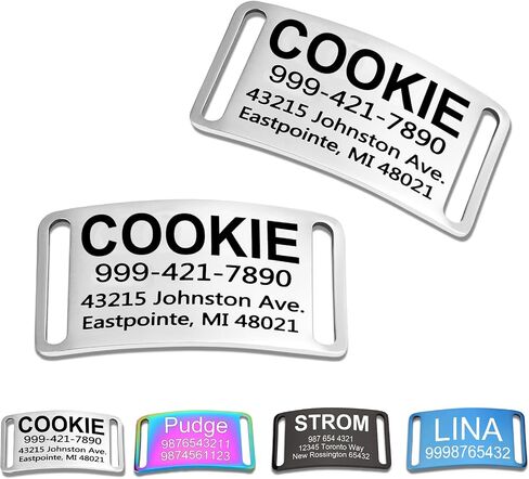Customized Engraved Slide-On Pet ID Tags,Personalized Stainless Steel Collar Tag, Noise-Free Design for Dogs & Cats,Durable & Lightweight 4 Size for Large and Small Pets,Open Ends（Black） in Saudi Arabia