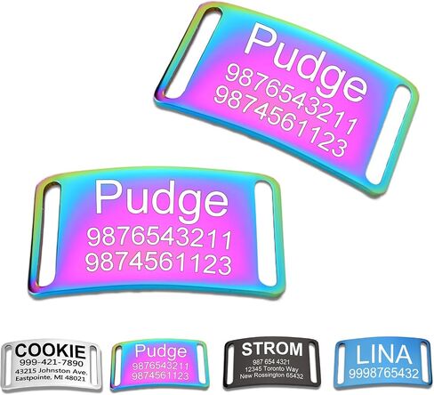 Customized Engraved Slide-On Pet ID Tags,Personalized Stainless Steel Collar Tag, Noise-Free Design for Dogs & Cats,Durable & Lightweight 4 Size for Large and Small Pets,Open Ends（Black） in Saudi Arabia