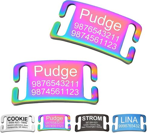 Customized Engraved Slide-On Pet ID Tags,Personalized Stainless Steel Collar Tag, Noise-Free Design for Dogs & Cats,Durable & Lightweight 4 Size for Large and Small Pets,Open Ends（Black） in Saudi Arabia