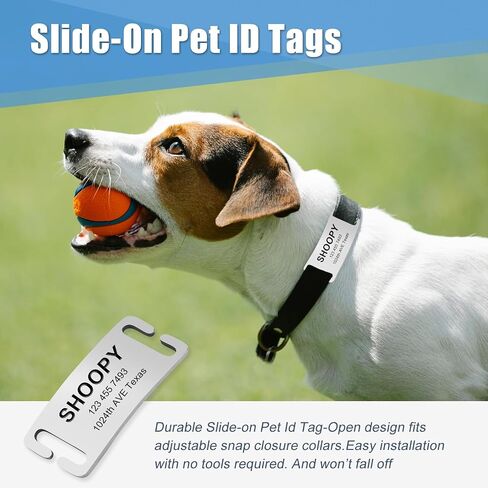 Customized Engraved Slide-On Pet ID Tags,Personalized Stainless Steel Collar Tag, Noise-Free Design for Dogs & Cats,Durable & Lightweight 4 Size for Large and Small Pets,Open Ends（Black） in Saudi Arabia