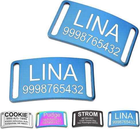 Customized Engraved Slide-On Pet ID Tags,Personalized Stainless Steel Collar Tag, Noise-Free Design for Dogs & Cats,Durable & Lightweight 4 Size for Large and Small Pets,Open Ends（Black） in Saudi Arabia