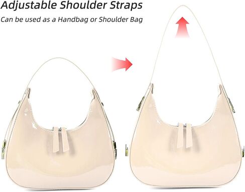 Didida Y2K Moon Bag Women's Crescent Shoulder Bag Retro Handbags Top Handle Patent Leather Cute Small Underarm Bag in Saudi Arabia