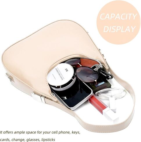Didida Y2K Moon Bag Women's Crescent Shoulder Bag Retro Handbags Top Handle Patent Leather Cute Small Underarm Bag in Saudi Arabia