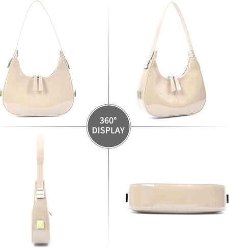 Didida Y2K Moon Bag Women's Crescent Shoulder Bag Retro Handbags Top Handle Patent Leather Cute Small Underarm Bag in Saudi Arabia