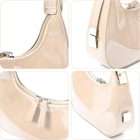 Didida Y2K Moon Bag Women's Crescent Shoulder Bag Retro Handbags Top Handle Patent Leather Cute Small Underarm Bag in Saudi Arabia