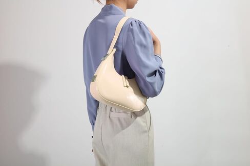 Didida Y2K Moon Bag Women's Crescent Shoulder Bag Retro Handbags Top Handle Patent Leather Cute Small Underarm Bag in Saudi Arabia