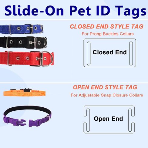 Slide-On Pet ID Tag,Silent Collar Tag for Dog and Cat Collars,Curved Personalized Engraved Tag,Custom Stainless Steel Chew-Proof Tags,4 Sizes,Glossy Finish Rainbow,Christmas Gift,Closed Ends in Kuwait
